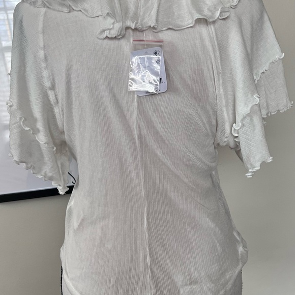 Free People Ivory Ruffled Blouse - Picture 4 of 6